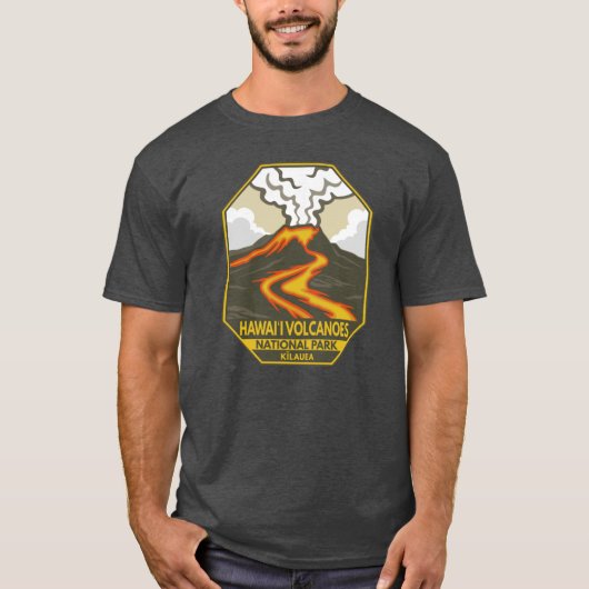 Hawaii Volcanoes National Park Kilauea Retro Emble T-shirt (Voorkant)