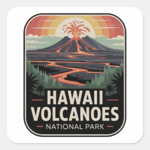 Hawaii Volcanoes National Park Lavabadge Vierkante Sticker