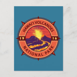 Hawaii Volcanoes National Park Retro Compass Briefkaart