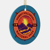 Hawaii Volcanoes National Park Retro Compass Keramisch Ornament (Rechts)