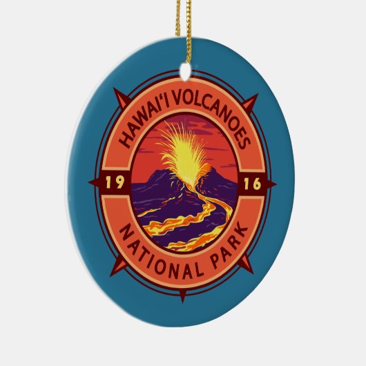 Hawaii Volcanoes National Park Retro Compass Keramisch Ornament (Rechts)