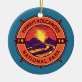 Hawaii Volcanoes National Park Retro Compass Keramisch Ornament (Voorkant)