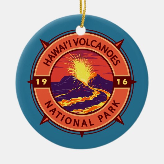 Hawaii Volcanoes National Park Retro Compass Keramisch Ornament (Voorkant)