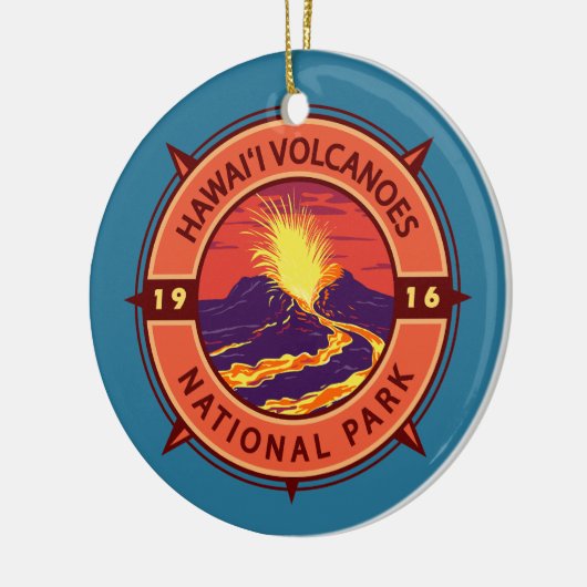 Hawaii Volcanoes National Park Retro Compass Keramisch Ornament (Links)