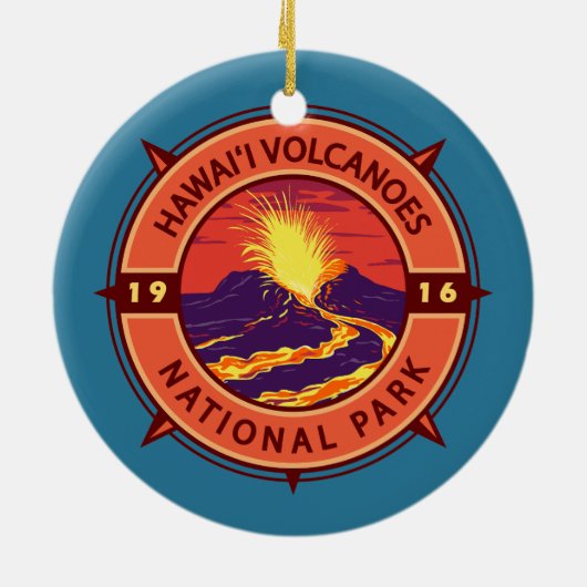 Hawaii Volcanoes National Park Retro Compass Keramisch Ornament (Achterkant)