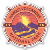 Hawaii Volcanoes National Park Retro Compass Sticker (Voorkant)