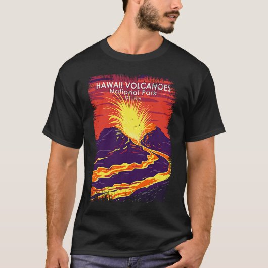Hawaii Volcanoes National Park Vintage Grunge T-shirt (Voorkant)