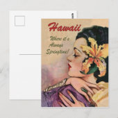 Hawaii, vrouw met een grote tropische bloem in haa briefkaart (Voorkant / Achterkant)