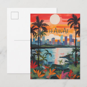 Hawaii VS Reis Stad Schilderen Esthetisch Briefkaart