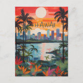 Hawaii VS Reis Stad Schilderen Esthetisch Briefkaart (Voorkant)