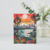 Hawaii VS Reis Stad Schilderen Esthetisch Briefkaart (Staand voorkant)