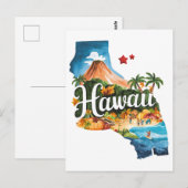 Hawaii VS Staat Vorm Oude Waterverf Briefkaart (Voorkant / Achterkant)