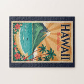 Hawaii Vulkan Illustratie Reis Kunst Vintage Legpuzzel (Horizontaal)