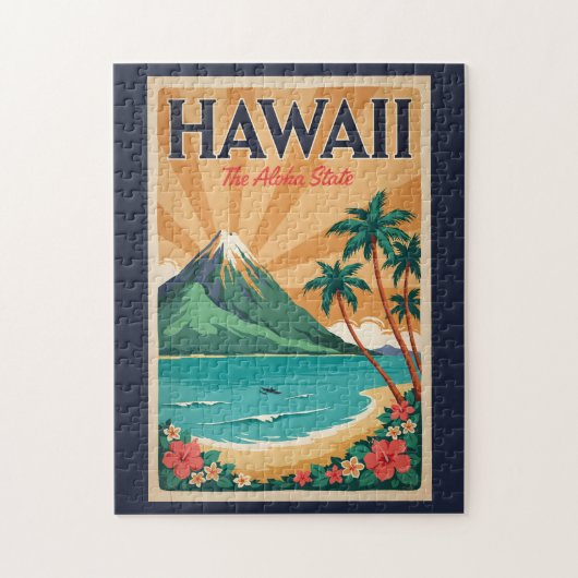 Hawaii Vulkan Illustratie Reis Kunst Vintage Legpuzzel (Verticaal)