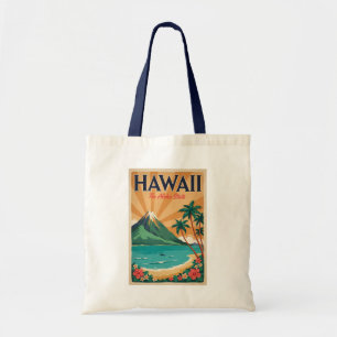 Hawaii Vulkan Illustratie Reis Kunst Vintage Tote Bag