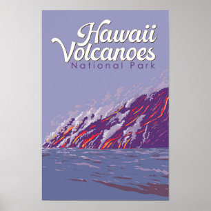 Hawaii Vulkanen Nationaal Park Illustratie Reis Poster