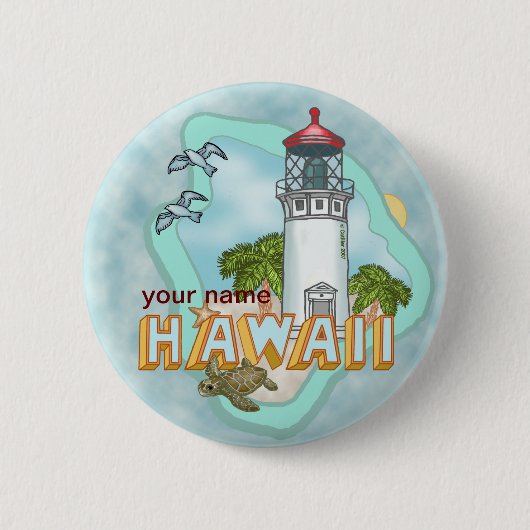 Hawaii Vuurtoren speld knop Ronde Button 5,7 Cm (Voorkant)