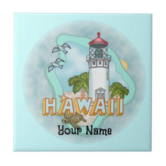 Hawaii Vuurtoren tegel Tegeltje (Voorkant)