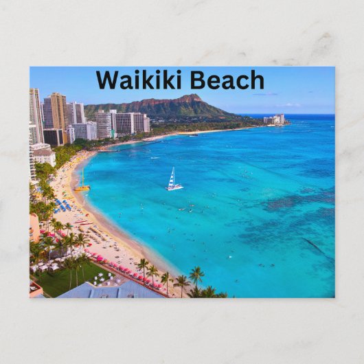 Hawaii Waikiki Beach Briefkaart (Voorkant)