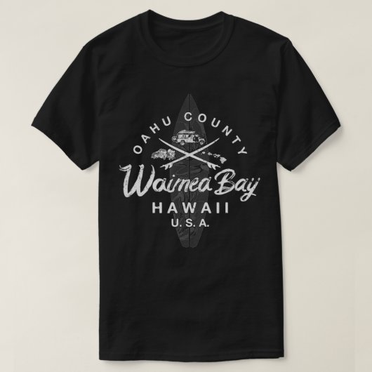 Hawaii Waimea Bay North Shore Oahu Hawaiian Surfin T-shirt (Design voorkant)