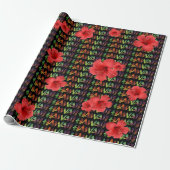 Hawai'i - Waterverf Lettering Hibiscus Hawaii Cadeaupapier (Uitgerold)