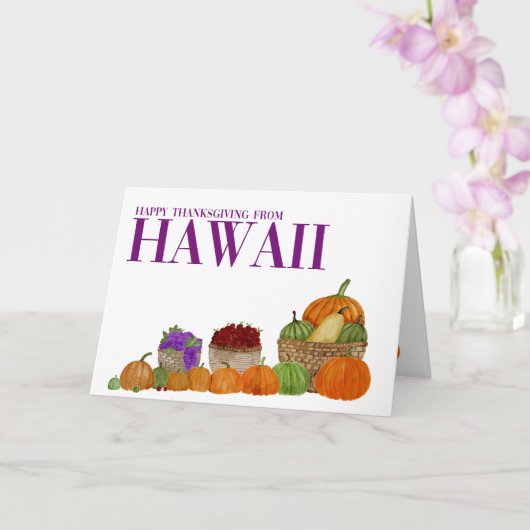 Hawaii Waterverf Pumpkins Thanksgiving Card Kaart (Orchidee)