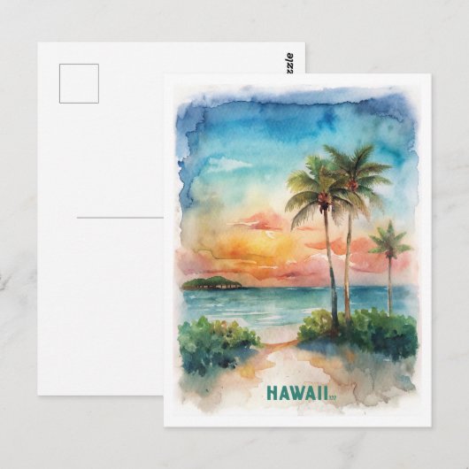 Hawaii Waterverf schilderij Briefkaart (Voorkant / Achterkant)