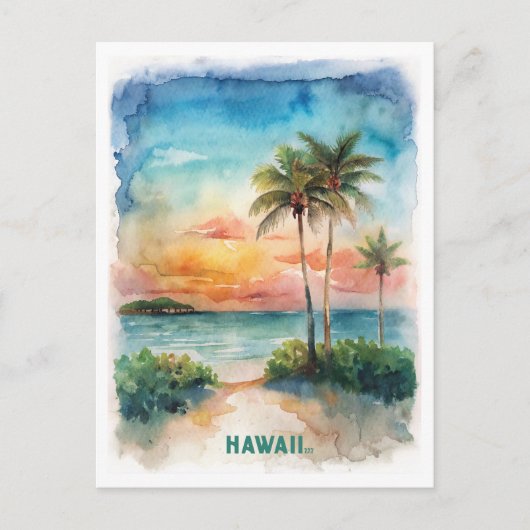 Hawaii Waterverf schilderij Briefkaart (Voorkant)