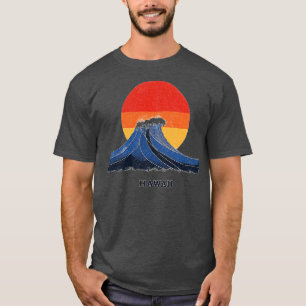 Hawaii Wave and Sunset Graphic T-shirt