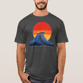 Hawaii Wave and Sunset Graphic T-shirt