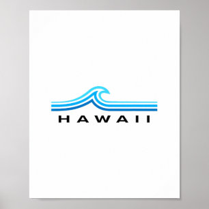 Hawaii Waves Vintage Heren Dames Jongens Souvenir Poster