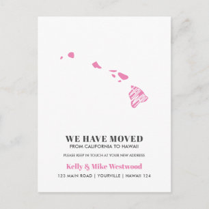 HAWAII We hebben verhuisd Nieuw adres Nieuw Home Briefkaart
