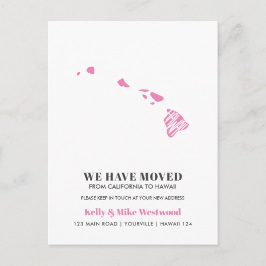 HAWAII We hebben verhuisd Nieuw adres Nieuw Home Briefkaart (Voorkant)