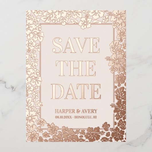 Hawaii Wedding Bewaar de datum Folie Feestdagen Briefkaart (Voorkant)