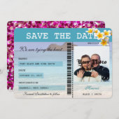 Hawaii Wedding Boarding Pass Bewaar de datum Save The Date (Voorkant / Achterkant)