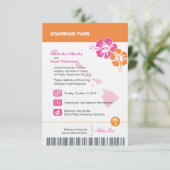 Hawaii Wedding Boarding Pass Kaart (Staand voorkant)