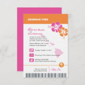 Hawaii Wedding Boarding Pass Kaart (Voorkant / Achterkant)