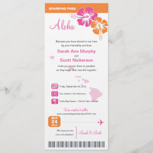 Hawaii Wedding Boarding Pass Kaart