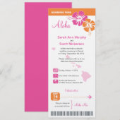 Hawaii Wedding Boarding Pass Kaart (Voorkant / Achterkant)