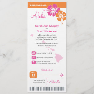 Hawaii Wedding Boarding Pass Kaart