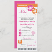 Hawaii Wedding Boarding Pass Kaart (Voorkant / Achterkant)