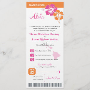 Hawaii Wedding Boarding Pass Kaart