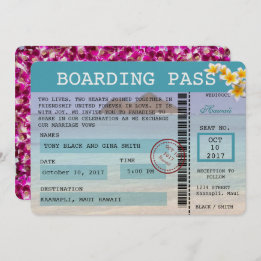 Hawaii Wedding Boarding Pass Uitnodiging