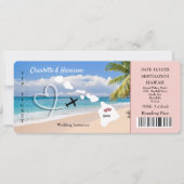 Hawaii Wedding Destination Ticket Pass Uitnodiging (Voorkant)