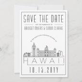 Hawaii Wedding gestileerde Skyline sparen de Datum Kaart (Voorkant)