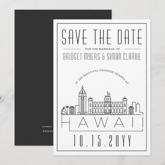Hawaii Wedding gestileerde Skyline sparen de Datum Kaart (Voorkant / Achterkant)