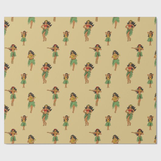 Hawaii Wedding Hula Dancing Girls Patterned Cadeaupapier (Vlak)