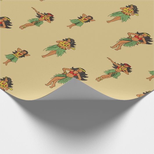 Hawaii Wedding Hula Dancing Girls Patterned Cadeaupapier (Hoek)