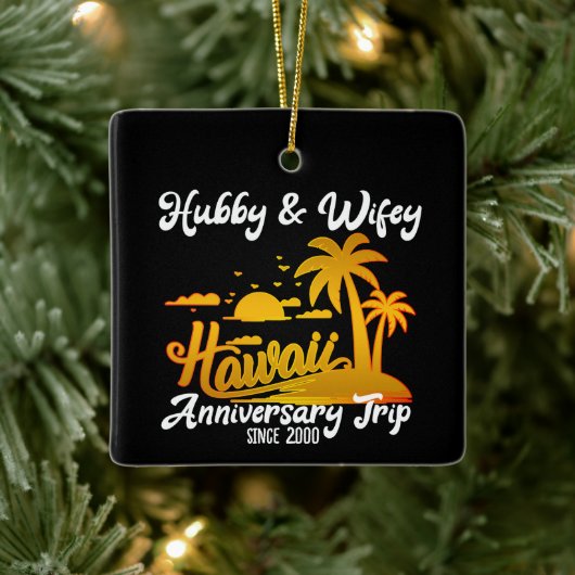 Hawaii Wedding Jubileum Couple Trip Keramisch Ornament (Boom)