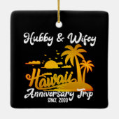Hawaii Wedding Jubileum Couple Trip Keramisch Ornament (Achterkant)